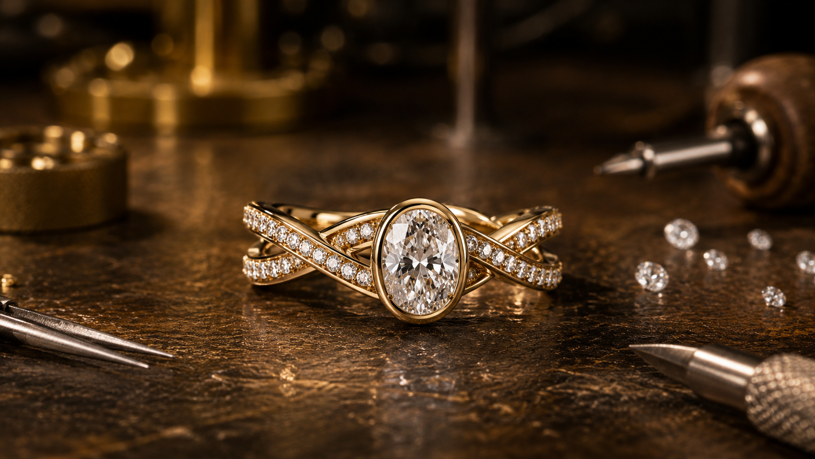 How to model a twist bezel crossover ring with pavé diamonds